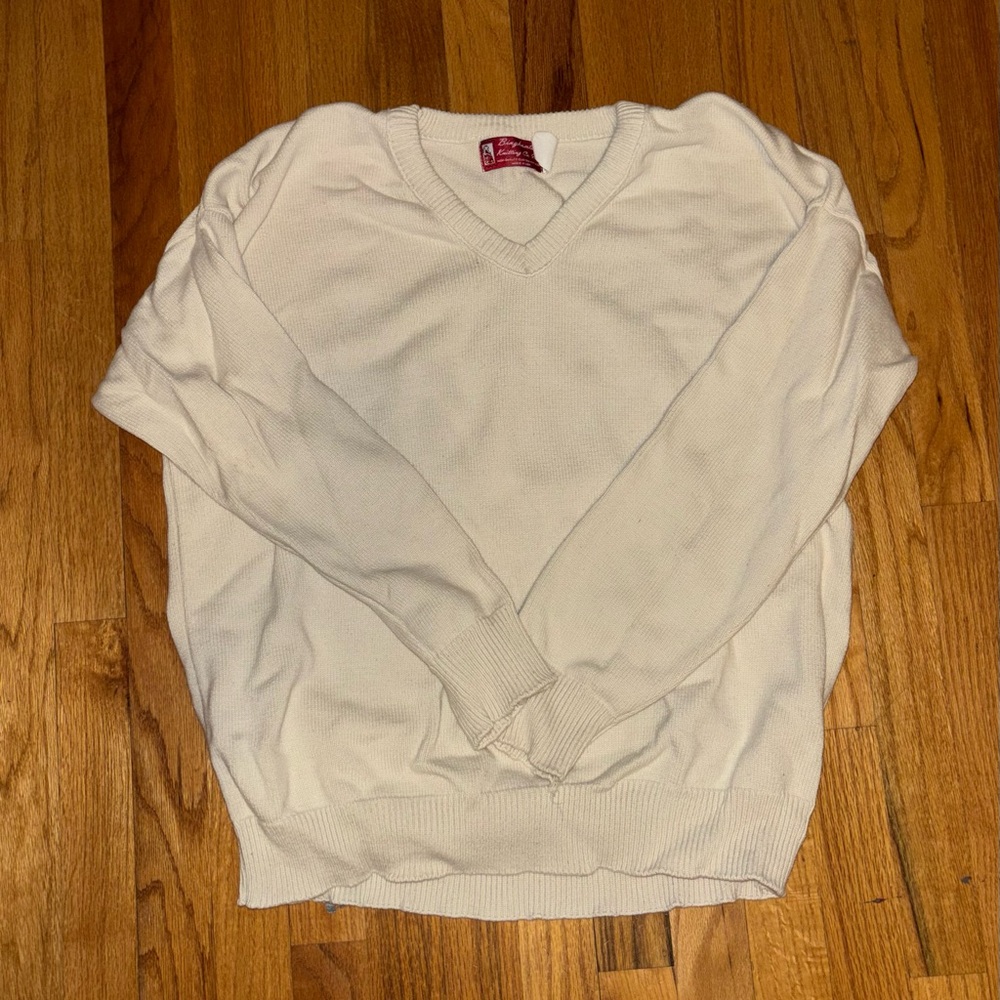 Classic Cream V-Neck Men's Sweater